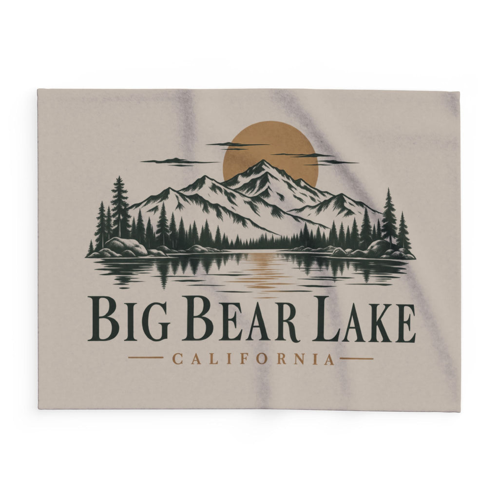 Big Bear Lake Scenic Fleece Blanket - California Mountain & Lake Sunset Throw