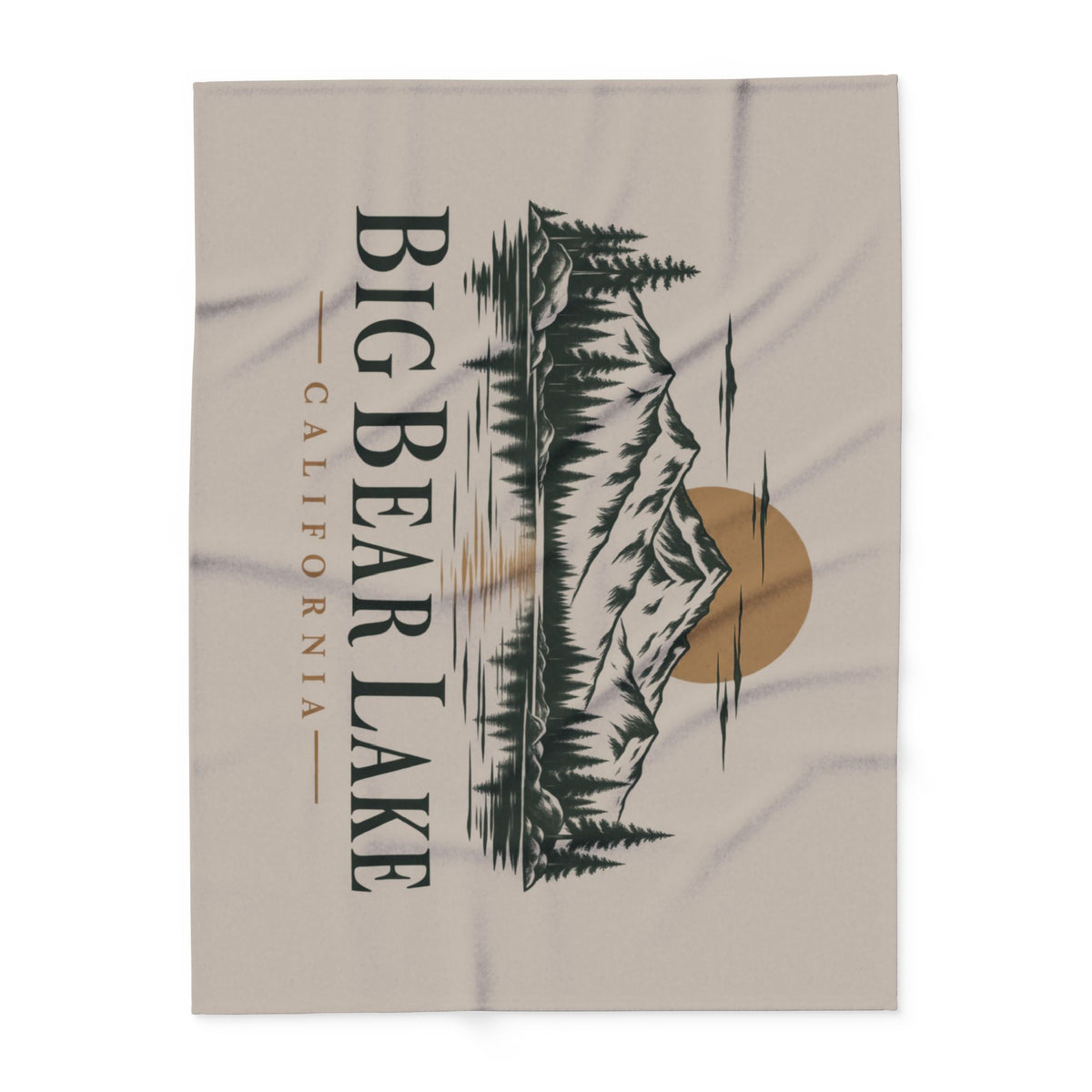 Big Bear Lake Scenic Fleece Blanket - California Mountain & Lake Sunset Throw