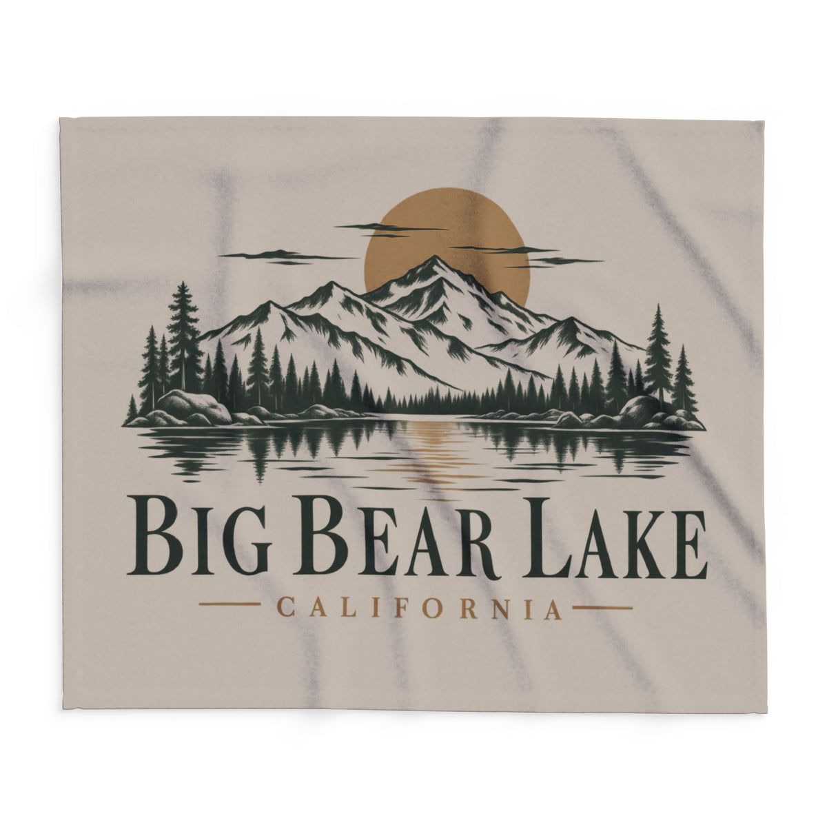Big Bear Lake Scenic Fleece Blanket - California Mountain & Lake Sunset Throw