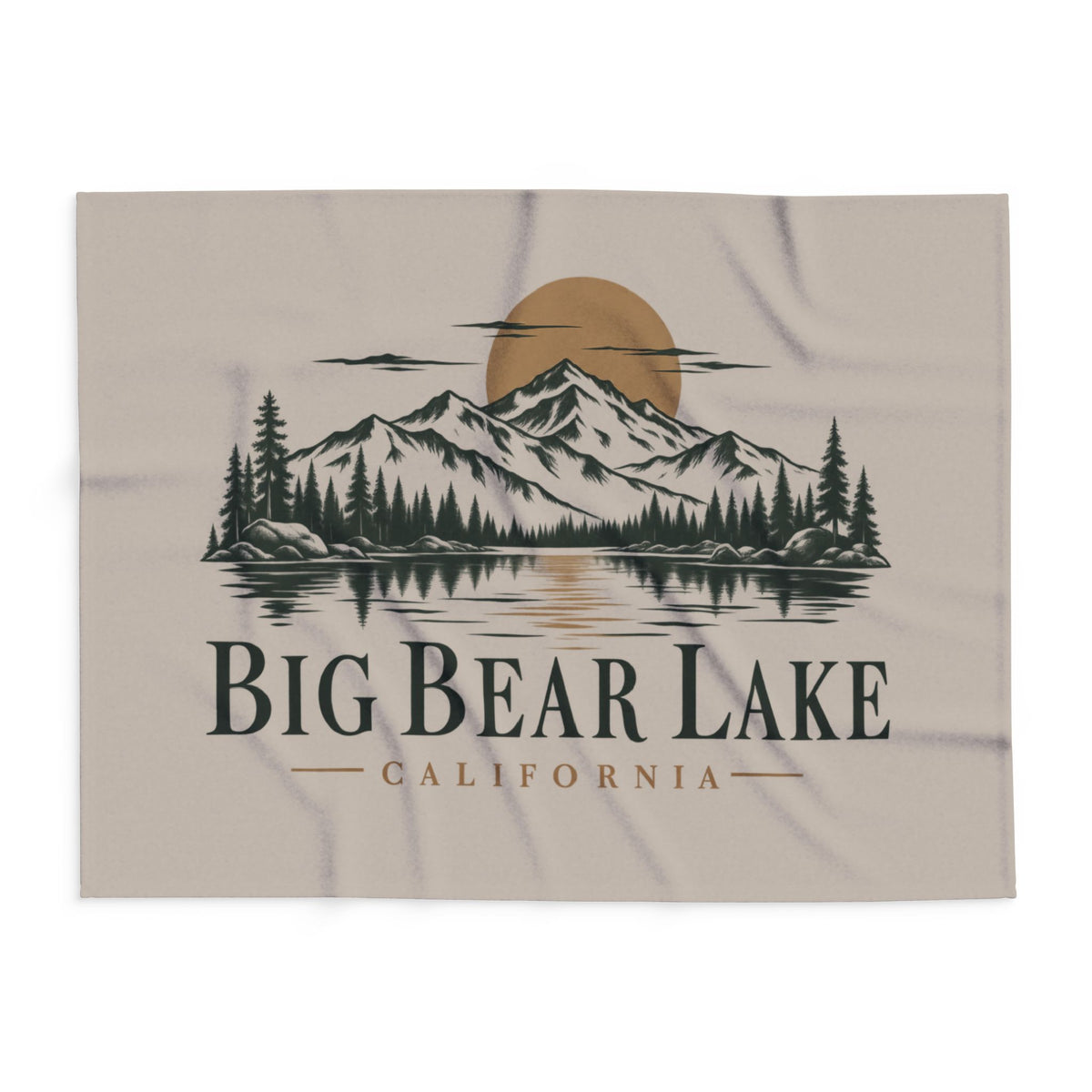 Big Bear Lake Scenic Fleece Blanket - California Mountain & Lake Sunset Throw